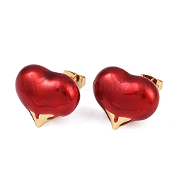 Латунные серьги-гвоздики в форме сердца&nbsp;EJEW-C152-05A-01