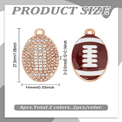 4 шт. 2-цветные подвески из сплава со стразами/эмалью&nbsp;FIND-LP0006-05
