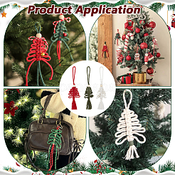 12 шт. 3 стиля ручная работа макраме хлопок рождественская елочная подвеска украшение&nbsp;HJEW-PH02153