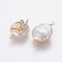 Соединители с натуральным жемчугом&nbsp;PEAR-F014-02G-D