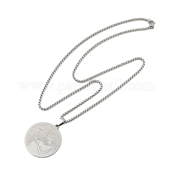 201 нержавеющая сталь плоская круглая с подвеской в виде мальчика&nbsp;LS-NJEW-R013-05P