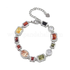 Латунные браслеты с микропаве из прозрачных кубических цирконий для женщин&nbsp;BJEW-M047-04P