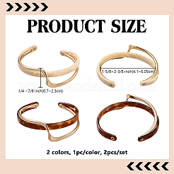 2шт 2 цвета латунные браслеты-манжеты из смолы для женщин&nbsp;BJEW-GO0002-12