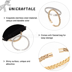 2 шт. 2-х цветные плетеные браслеты-манжеты из нержавеющей стали 304&nbsp;BJEW-UN0001-25