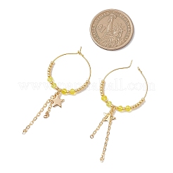 Серьги-кольца из стекла в форме звезды&nbsp;EJEW-MZ00673-01