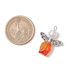 Прозрачные стеклянные бусины с бусинами из сплава и круглыми бусинами из АБС-пластика с имитацией жемчуга и подвесками с плоскими головками из нержавеющей стали 304&nbsp;PALLOY-JF03621