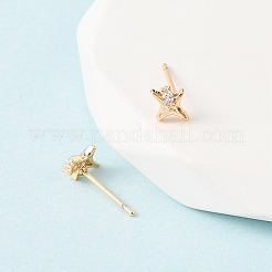 Серьги-гвоздики из латуни с прозрачным фианитом и прозрачным фианитом&nbsp;EJEW-L278-02G