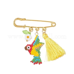 Брошь из стеклянного бисера в виде попугая&nbsp;JEWB-MZ00006