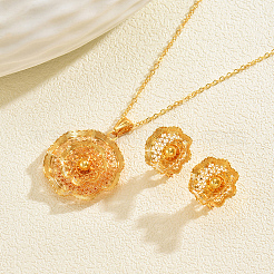 Комплекты из полых винтажных латунных серег-гвоздиков и ожерелий с подвесками для женщин&nbsp;SA8016