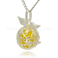 Серебряные позолоченные латунные полые круглые подвески в клетке&nbsp;LS-KK-J230-07S