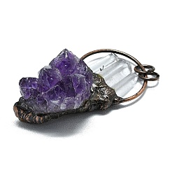 Большие подвески из гальванизированного необработанного натурального аметиста и кварцевого кристалла&nbsp;G-K404-02R