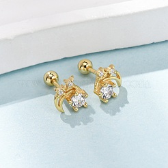 S995 серьги-гвоздики из стерлингового серебра с прозрачным кубическим цирконием&nbsp;EJEW-C179-02G