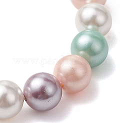 Эластичные детские браслеты из полированной ракушки и жемчуга толщиной 8 мм для девочек&nbsp;BJEW-JB10878-02