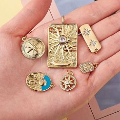 6шт 6 стиля латунные подвески с микропаве и кубическим цирконием&nbsp;KK-SZ0003-87