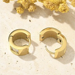 Серьги-кольца Huggie Hoop из нержавеющей стали 304 с микропаве из прозрачных кубических цирконий&nbsp;EJEW-C096-55G