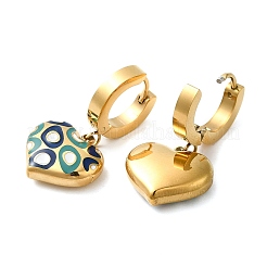 Серьги-кольца в форме сердца из нержавеющей стали 304 с ионным покрытием (IP) и эмалью&nbsp;STAS-D089-07G