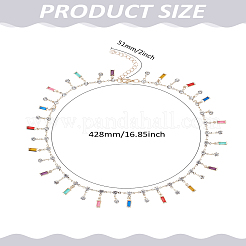 1 шт. сплав цветных страз и кубического циркония прямоугольные ожерелья с кисточками для женщин&nbsp;NJEW-LP0002-99G