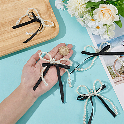 4 шт. пластиковая имитация жемчуга и ленточный бант-подвеска украшения&nbsp;DIY-HY0002-10A