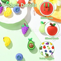 12шт 6 стиля силиконовые бусины&nbsp;SIL-CJ0003-18