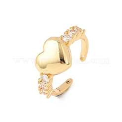 Регулируемые латунные кольца-манжеты с микропаве из кубического циркония для женщин&nbsp;RJEW-B139-02G