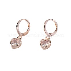 Серьги-кольца из латуни с прозрачным кубическим цирконием в форме сердца&nbsp;FS-WGFA497-01