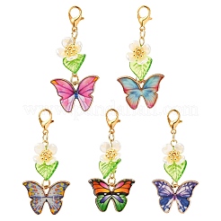 6 шт. подвеска в виде бабочки из сплава эмали&nbsp;HJEW-JM04161