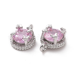 Подвески из латуни с розовым стеклом&nbsp;KK-E068-VF207