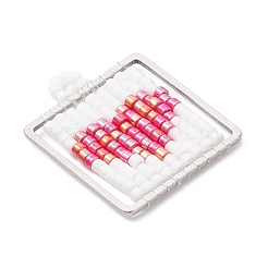 Квадратный стеклянный бисер ручной работы с подвесками в форме сердца&nbsp;PALLOY-MZ00928-02