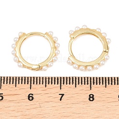 Круглые серьги-кольца из латуни и АБС-пластика с имитацией жемчуга.&nbsp;EJEW-A156-07G