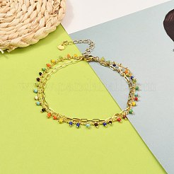 2-слойные латунные браслеты с цепями для бордюров&nbsp;AJEW-AN00311-02