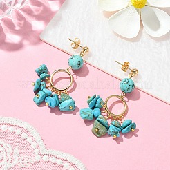 Серьги-люстры с золотым латунным кольцом&nbsp;EJEW-TA00289-04