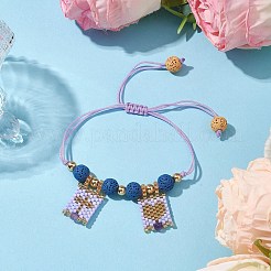 Плетеные браслеты из натурального лавового камня&nbsp;BJEW-MZ00063-03