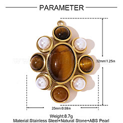 Подвески из натурального тигрового глаза из нержавеющей стали 304&nbsp;STAS-OY007-31G