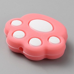 Экологически чистые силиконовые фокусные бусины с принтом кошачьей лапы&nbsp;LS-SIL-WH0012-040C