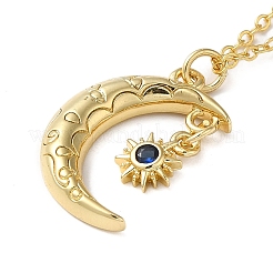 Золотое латунное колье с подвеской в виде полумесяца и стразами&nbsp;LS-NJEW-Z015-01B-G