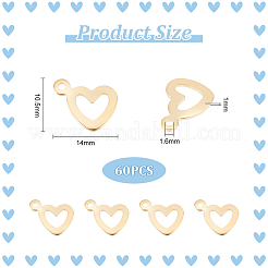 60 шт. подвеска в форме открытого сердца из нержавеющей стали 304&nbsp;STAS-UN0052-22