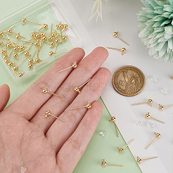 50 шт. латунный шарообразный штифт для серьги с горизонтальными петлями&nbsp;KK-BC0012-44