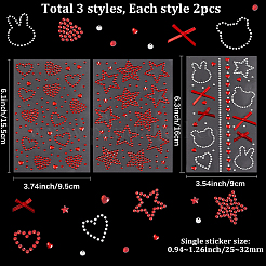 6 лист 3 стилей акриловые стразы наклейки для лица и тела&nbsp;AJEW-SP0002-68C