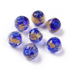 Бусины ручной работы золотой фольги стекла&nbsp;LAMP-C004-03A