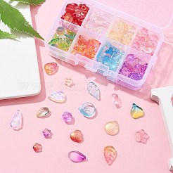 80шт 8 цвета гальванические прозрачные стеклянные бусины&nbsp;EGLA-FS0001-39