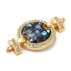 Покрытие стойки латунь микро-паве кубический цирконий плоские круглые подвески-соединители&nbsp;KK-K385-100G-03