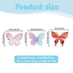 150 шт. 3 стиля кабошонов из смоляной бабочки&nbsp;MRMJ-DR0001-04
