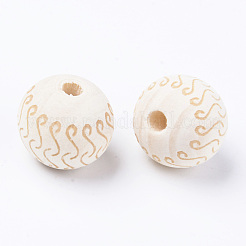 Незаконченная натуральная древесина европейский бисер&nbsp;LS-WOOD-S057-019B