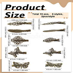 10 шт. 5 стиля плоские заколки для волос из железа и латуни с фурнитурой из кожи аллигатора&nbsp;MAK-LP0001-13