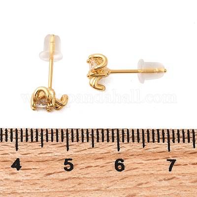 Серьга-гвоздик с прозрачным кубическим цирконием из латуни EJEW-C158-15A-G-1