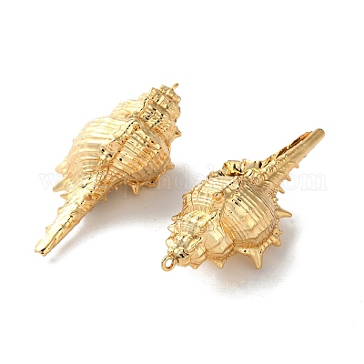 Большие подвески из натуральной ракушки с гальваническим покрытием SSHEL-B002-01G-02-1