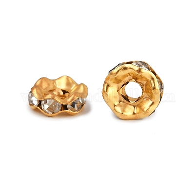 Железные хрустальные бусины-разделители со стразами&nbsp;RB-A008-6MM-G-1