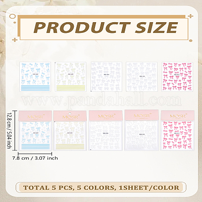 5 лист 5-х цветных самоклеящихся наклеек-бантов для дизайна ногтей&nbsp;MRMJ-LP0002-04-1