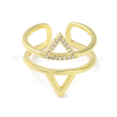 Латунное треугольное открытое кольцо-манжета&nbsp;LS-RJEW-A042-02-1