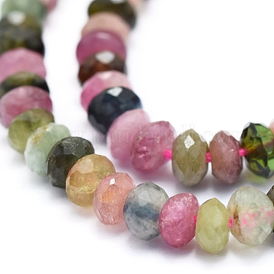 Нити из натуральных разноцветных турмалиновых бусин&nbsp;G-D0010-23B-1